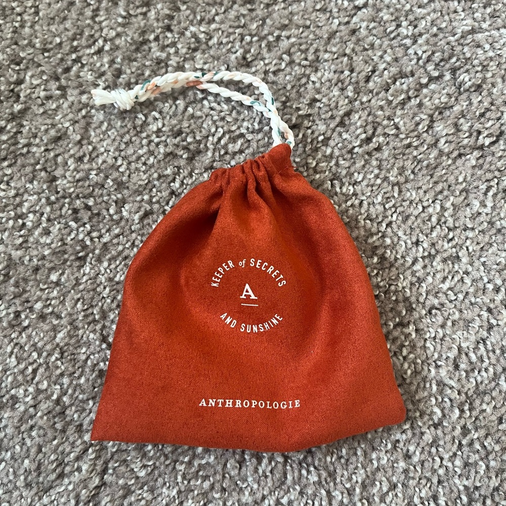 Anthropologie Orange Drawstring Pouch